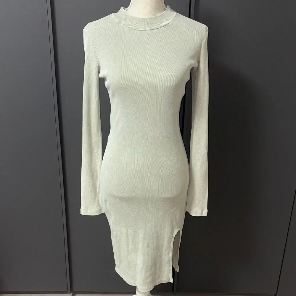 Young Fabulous & Broke mint green ribbed bodycon Long Sleeve Dress NWT